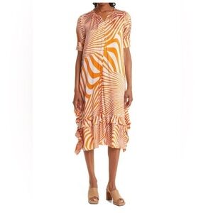 NWT BAUM UND PFERDGARTEN Aster Silk Tiered Midi Dress - Psychedelic Orange
Sz 6